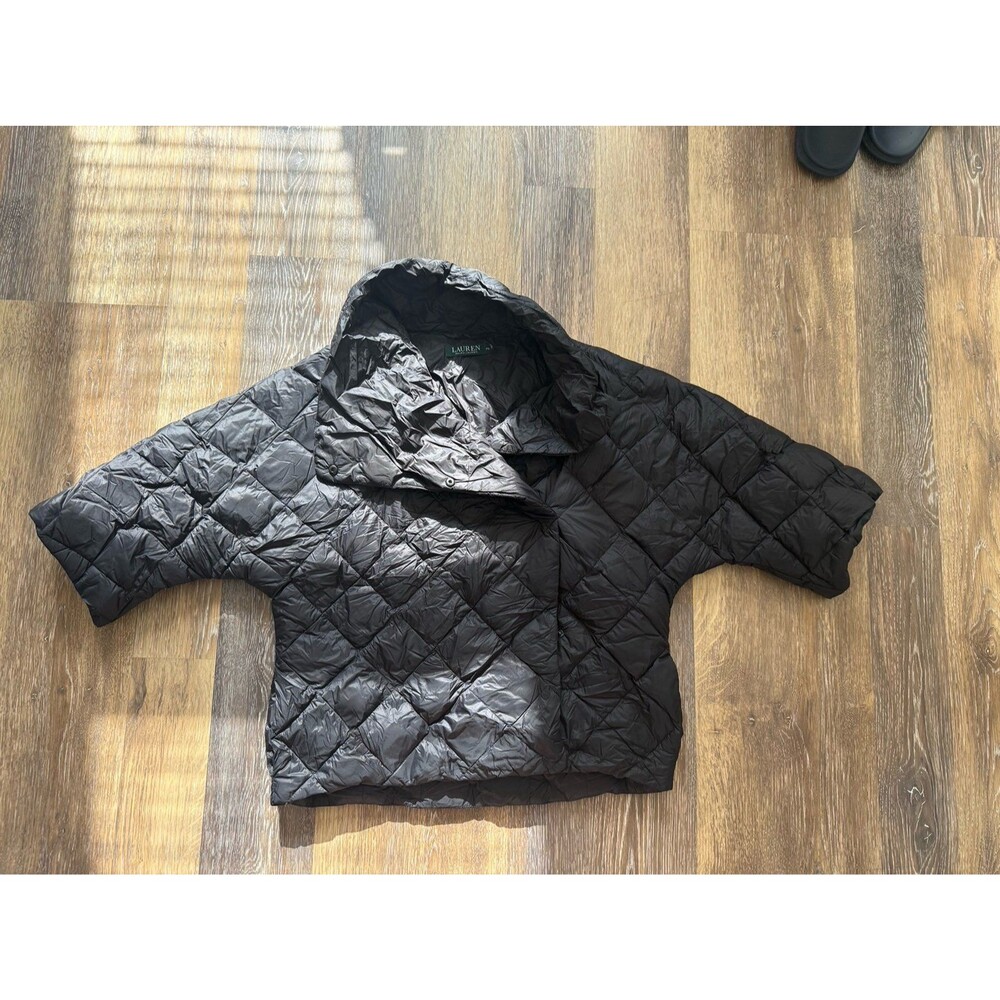 Lauren Ralph Lauren PS Black Quilted Hooded Puffer Jacket Petite Small
